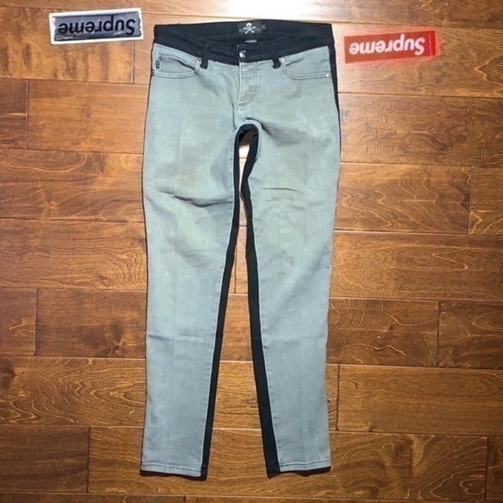 TRIPP NYC ROYAL BONES Luxury Designer Color Split Black Jeans